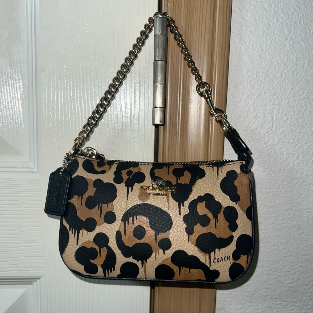 Coach Nolita 19 Leopard Print Leather Shoulder Bag Wristlet Clutch CBM66 ORGPKG